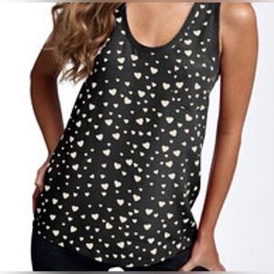Joie Alicia 100% Silk Scoop Neck Racerback Heart Print Lightweight Tank Top XS